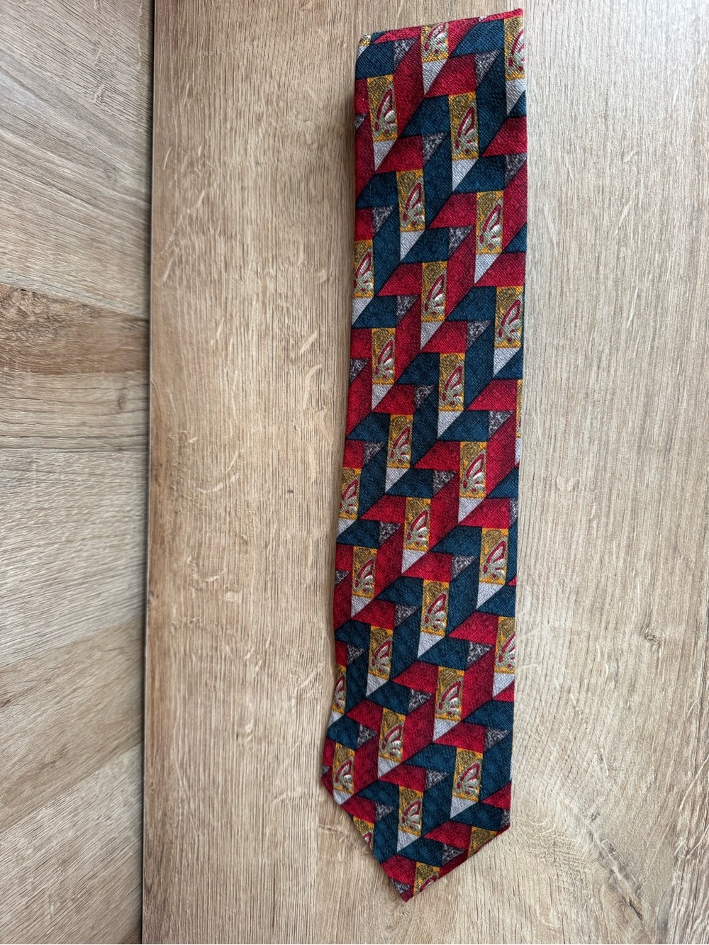 Ermenegildo Zegna Geometric Silk Tie in Red, Blue & Gold
